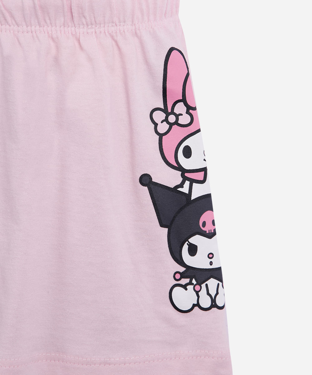 pijama curto infantil de algodão hello kitty rosa