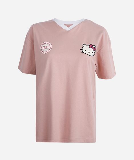 camiseta esportiva juvenil de algodão hello kitty rosa
