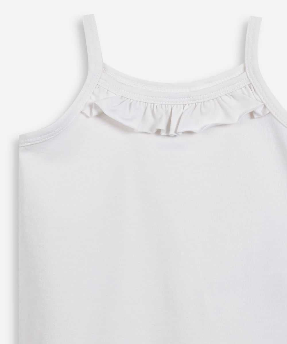regata de algodão infantil com babado off white