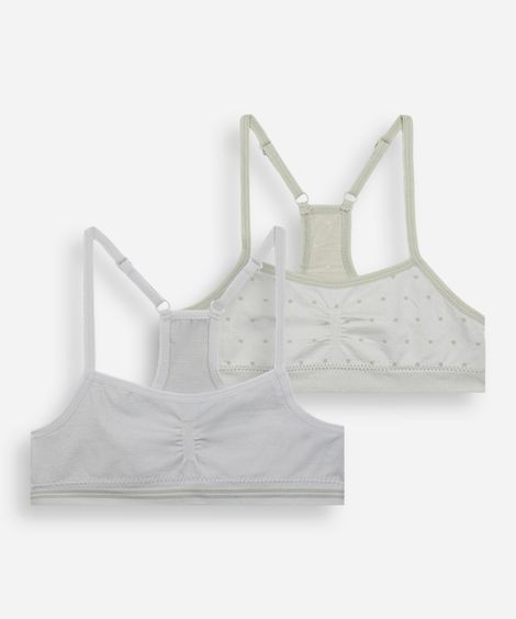 kit de 2 sutiãs top nadador infantis sem costura colorido