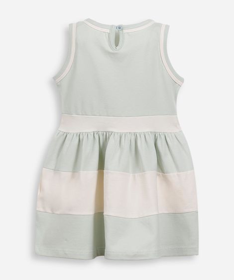 vestido infantil de algodão com recortes e laço verde