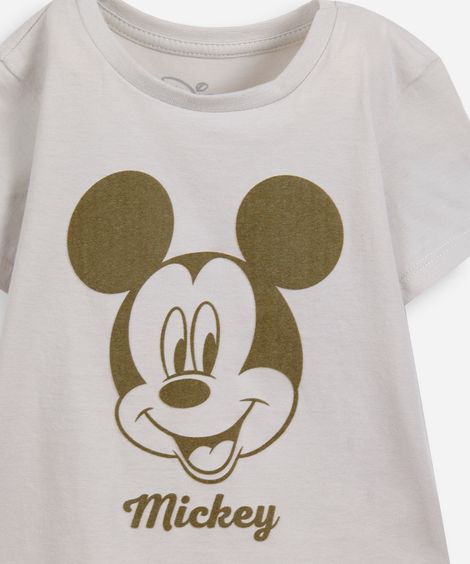 camiseta infantil de algodão mickey texturizada cinza