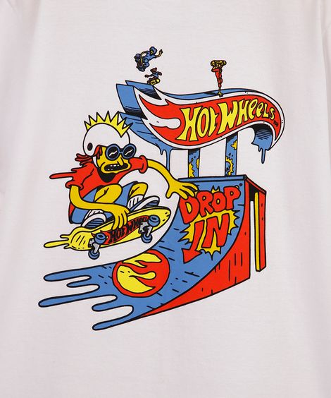 camiseta infantil de algodão hot wheels com brinde off white