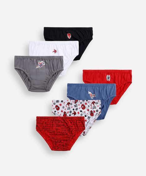 kit de 7 cuecas slip infantis de algodão homem aranha colorido
