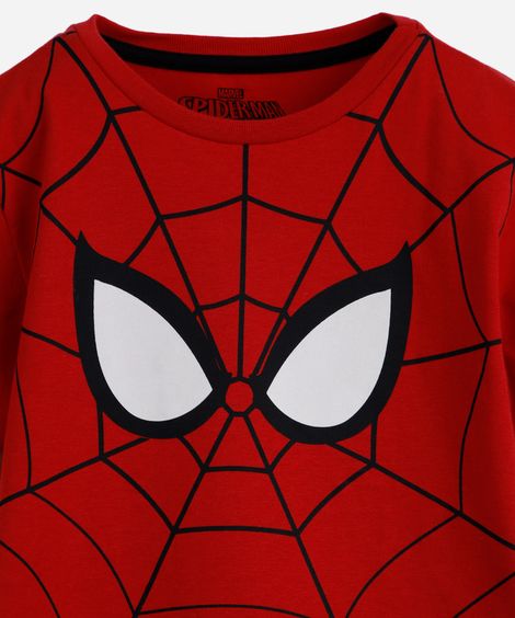 pijama curto infantil de algodão homem aranha com máscara vermelho