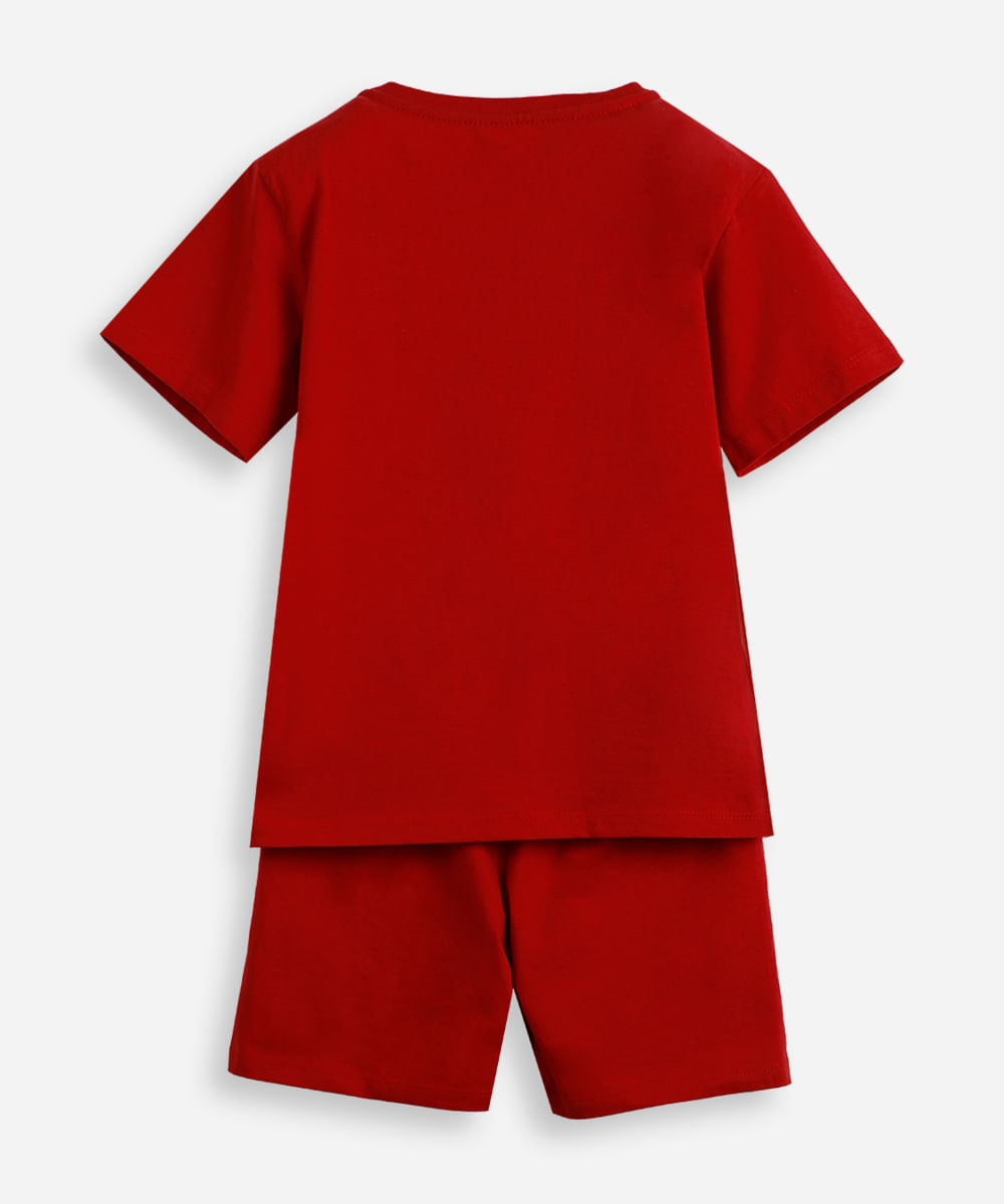 pijama curto infantil de algodão homem aranha com máscara vermelho