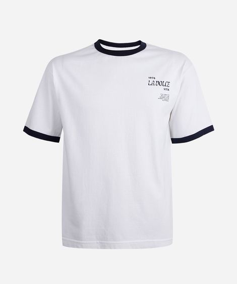 camiseta juvenil de algodão manga curta estampada off white