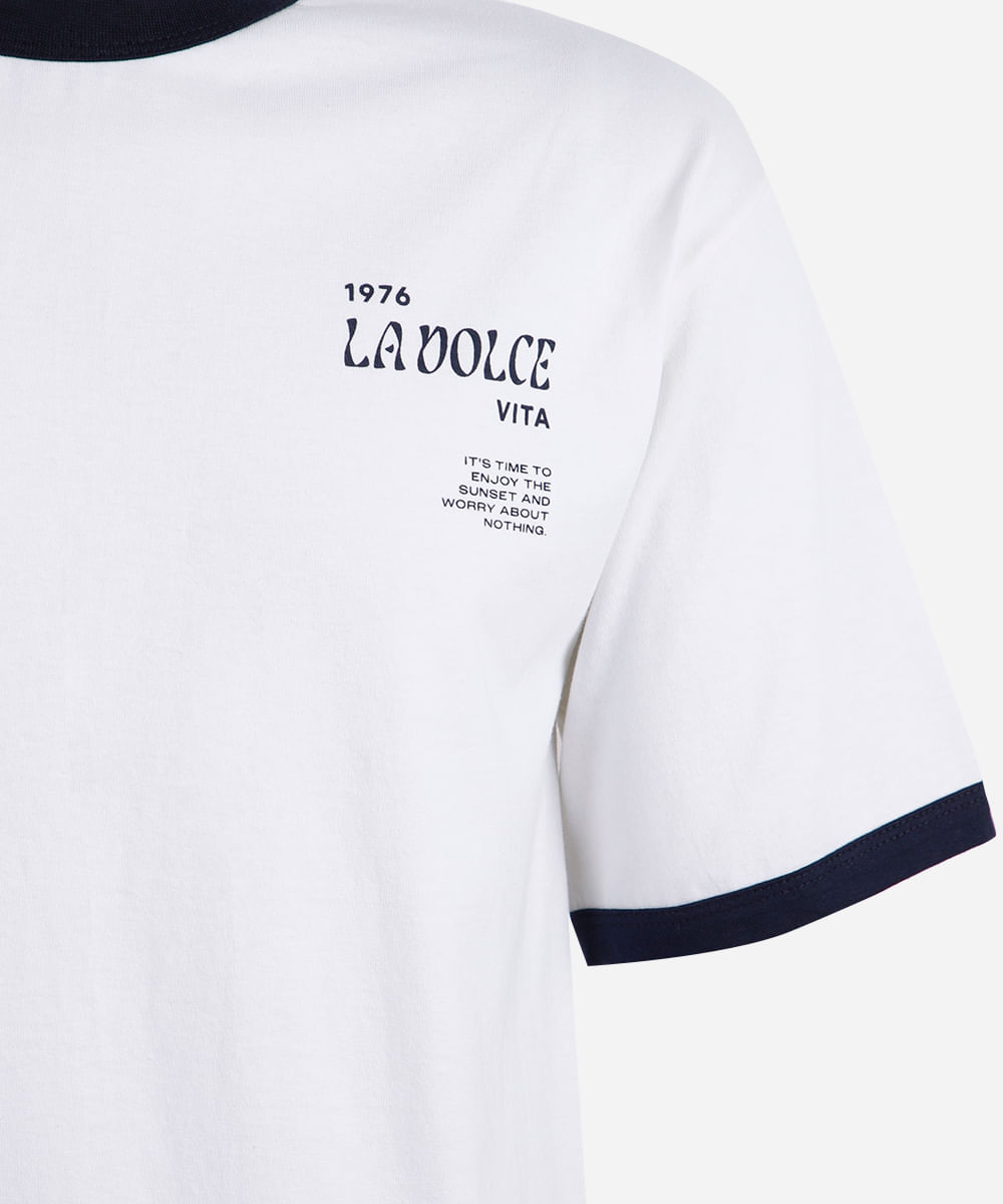camiseta juvenil de algodão manga curta estampada off white