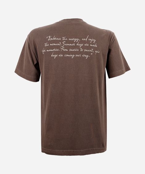 camiseta juvenil de algodão estampada estonada marrom