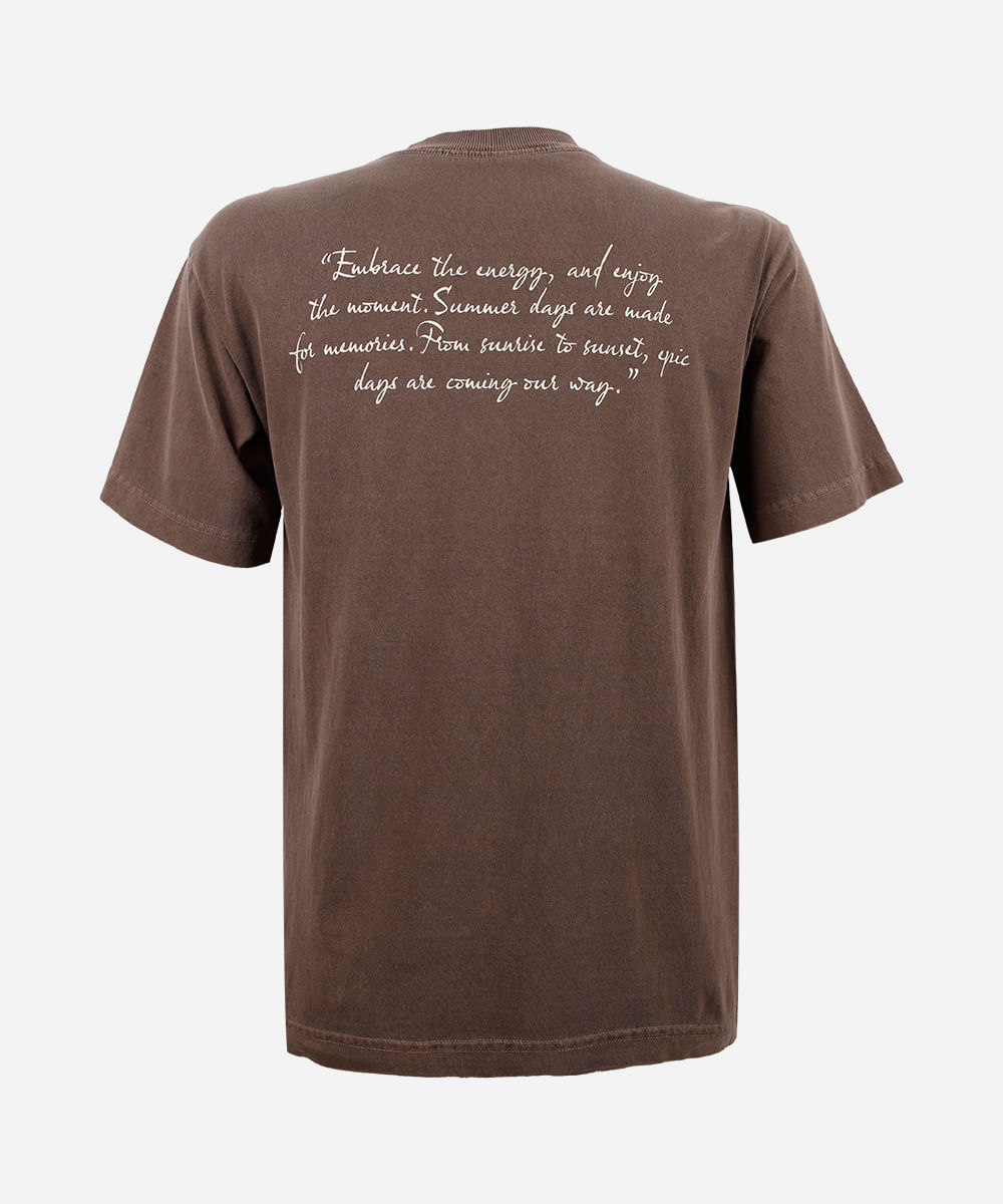 camiseta juvenil de algodão estampada estonada marrom