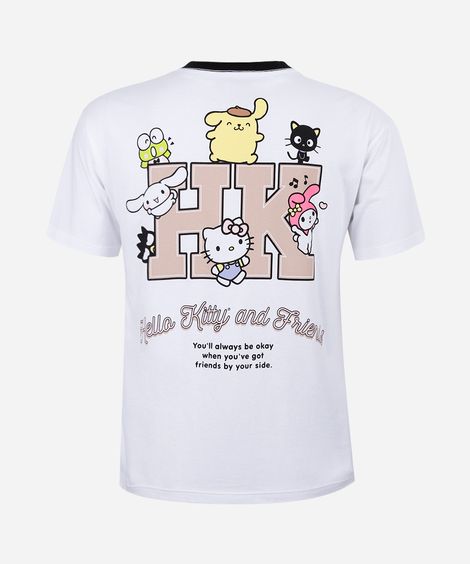 camiseta esportiva juvenil de algodão hello kitty off white