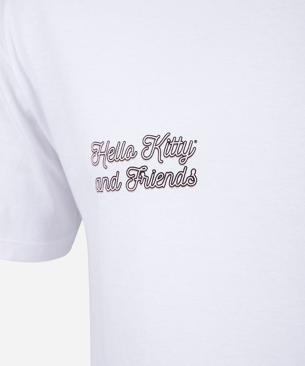 camiseta esportiva juvenil de algodão hello kitty off white
