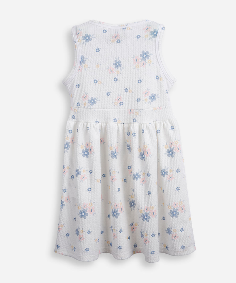 vestido infantil com laço texturizado floral colorido