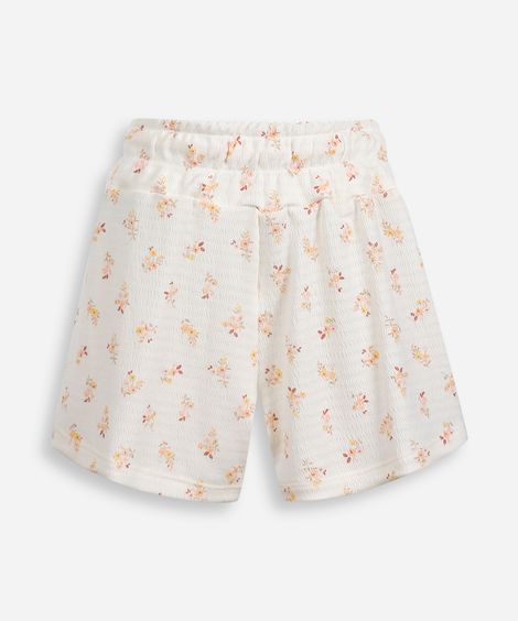 short infantil cós elástico texturizado floral colorido