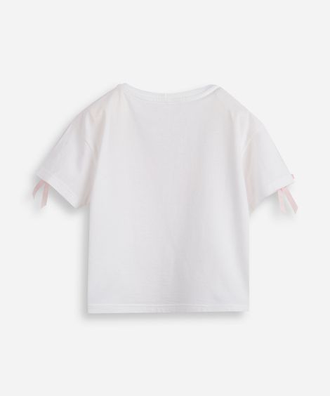 camiseta infantil de algodão paris com laços off white