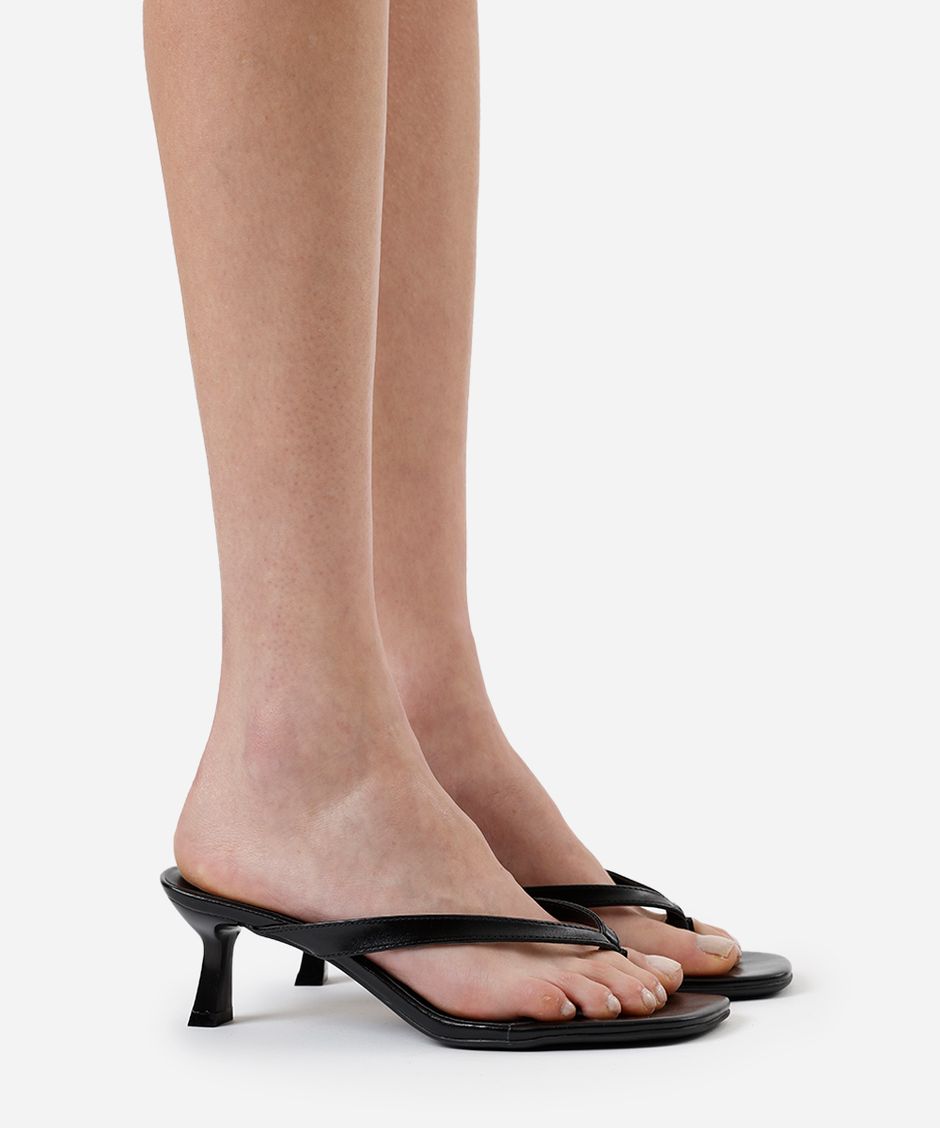 tamanco bico quadrado salto fino oneself preto