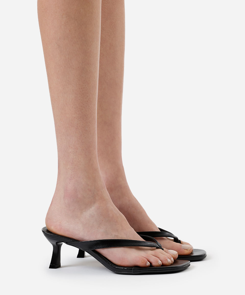 tamanco bico quadrado salto fino oneself preto