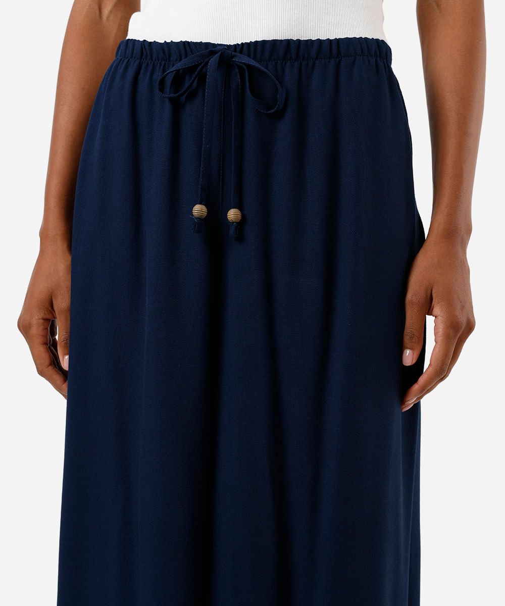 calça estilo pijama feminina de viscose cós elástico azul