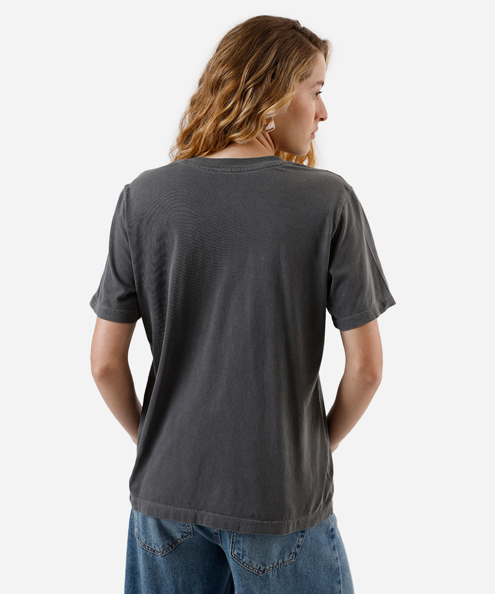 camiseta feminina de algodão kuromi hello kitty estonada cinza