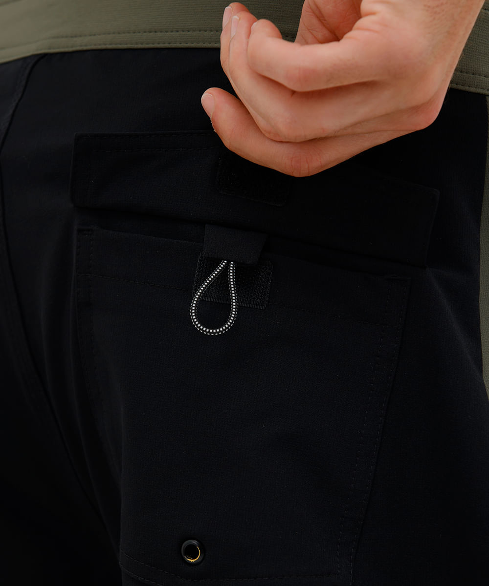 short boardshort masculino com recorte lateral preto