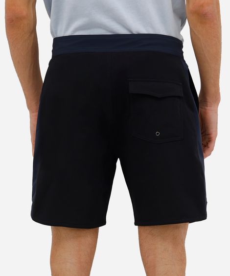 short boardshort masculino com recorte lateral azul marinho