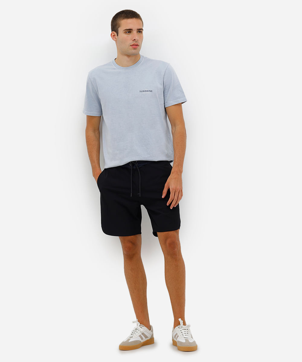short boardshort masculino com recorte lateral azul marinho