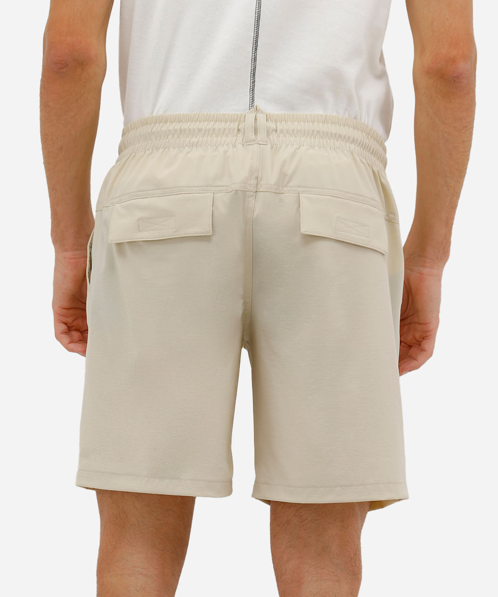 short masculino boardshort walk com cintura ajustável bege