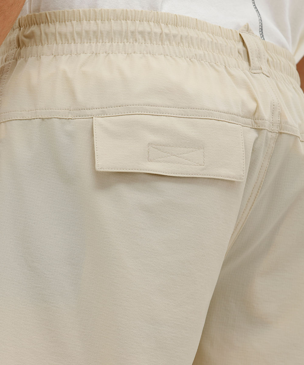 short masculino boardshort walk com cintura ajustável bege