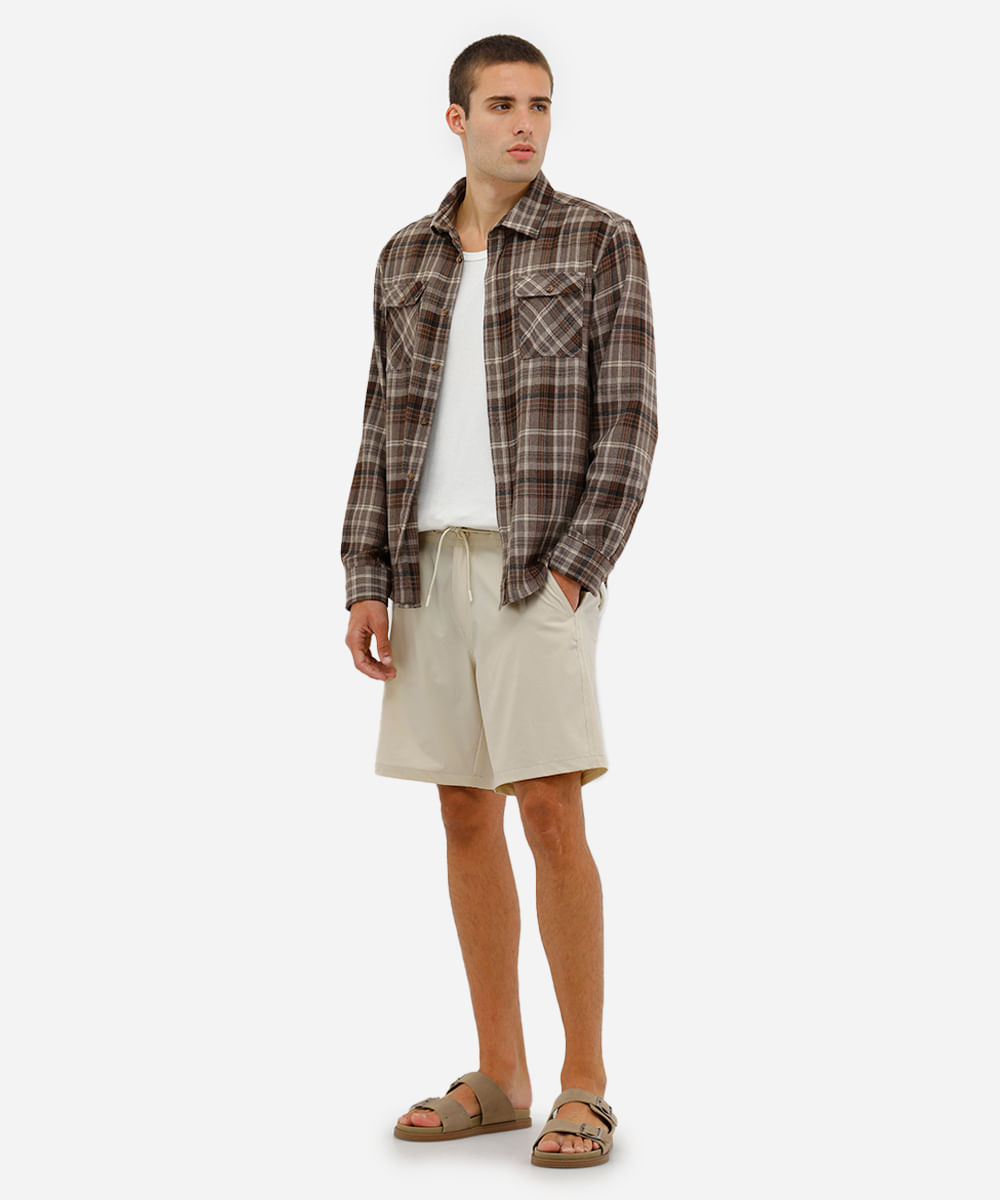 short masculino boardshort walk com cintura ajustável bege