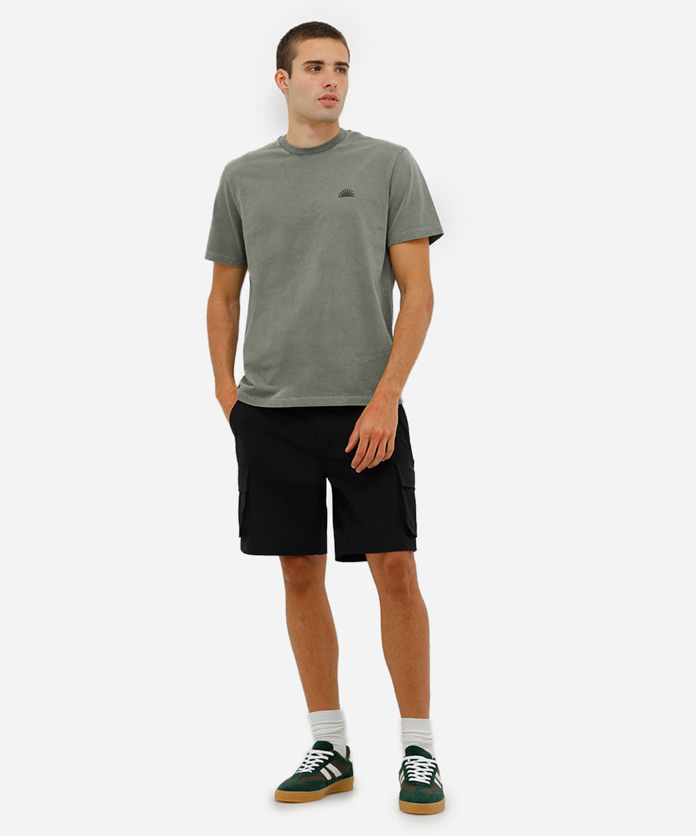short boardshort masculino de poliamida preto