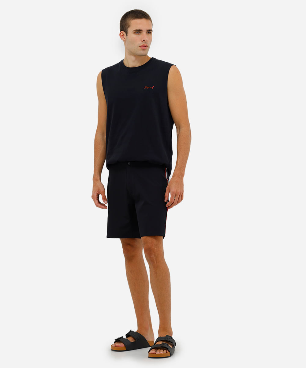 short boardshort masculino spandex listra lateral preto