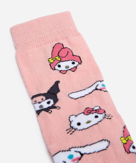 meia cano alto infantil hello kitty colorido