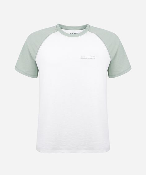 camiseta raglan juvenil de algodão estampada off white