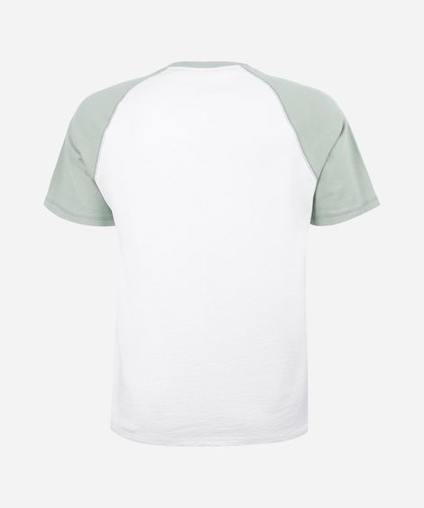 camiseta raglan juvenil de algodão estampada off white