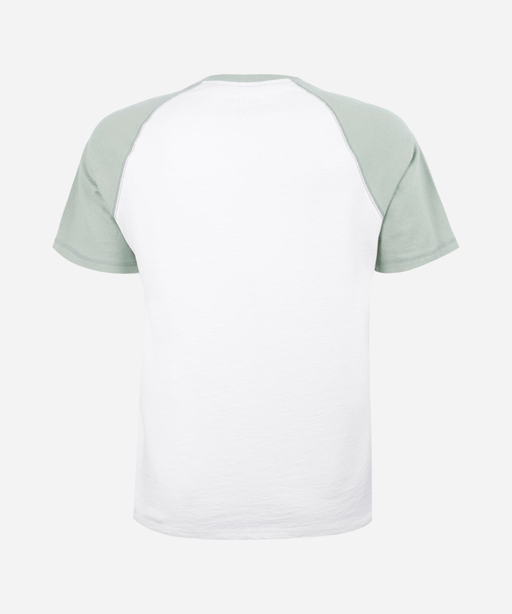 camiseta raglan juvenil de algodão estampada off white