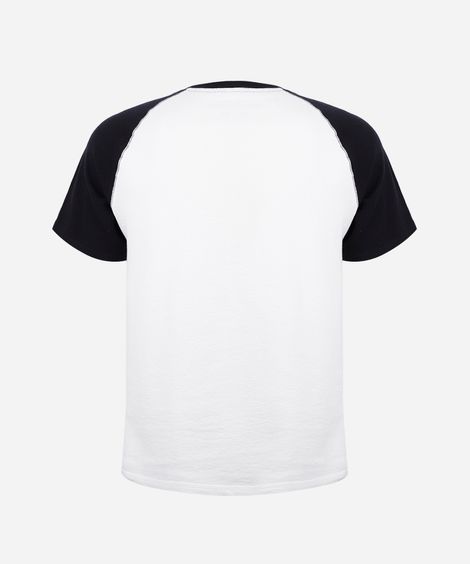 camiseta raglan juvenil de algodão estampada off white