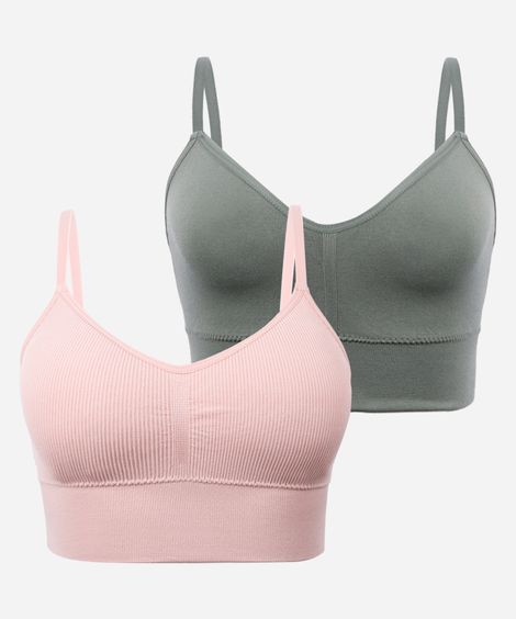 kit de 2 sutiãs triângulo alongado sem costura colorido