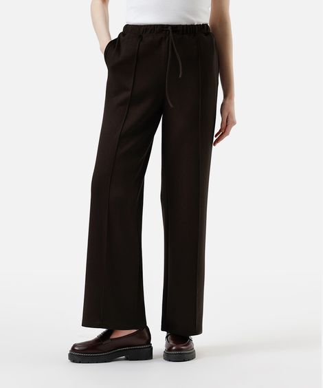 calça jogger básica feminina com nervura marrom