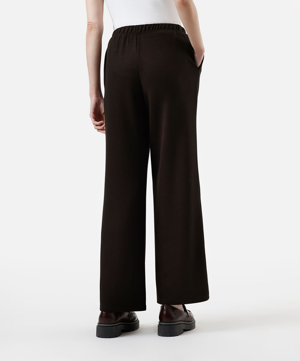 calça jogger básica feminina com nervura marrom