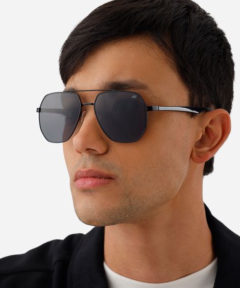 óculos de sol aviador preto