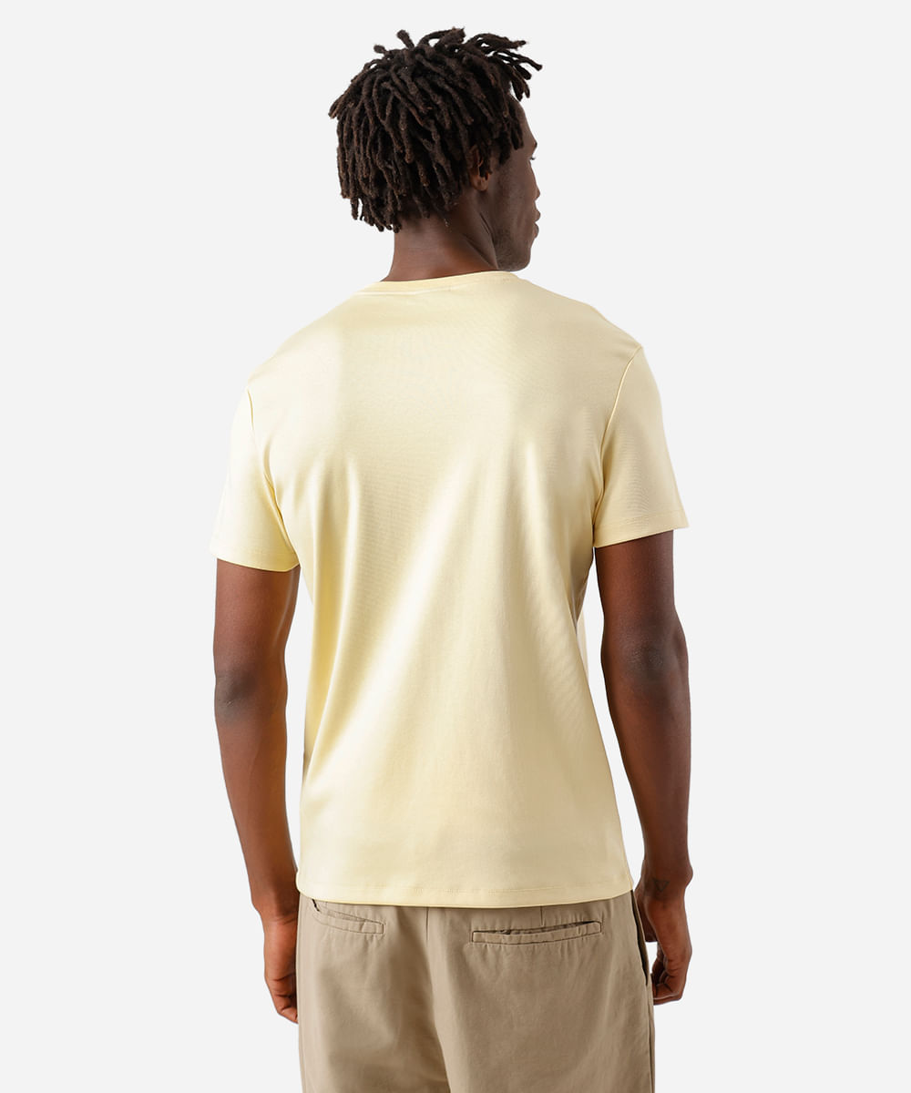 camiseta masculina de algodão peruano slim fit amarela