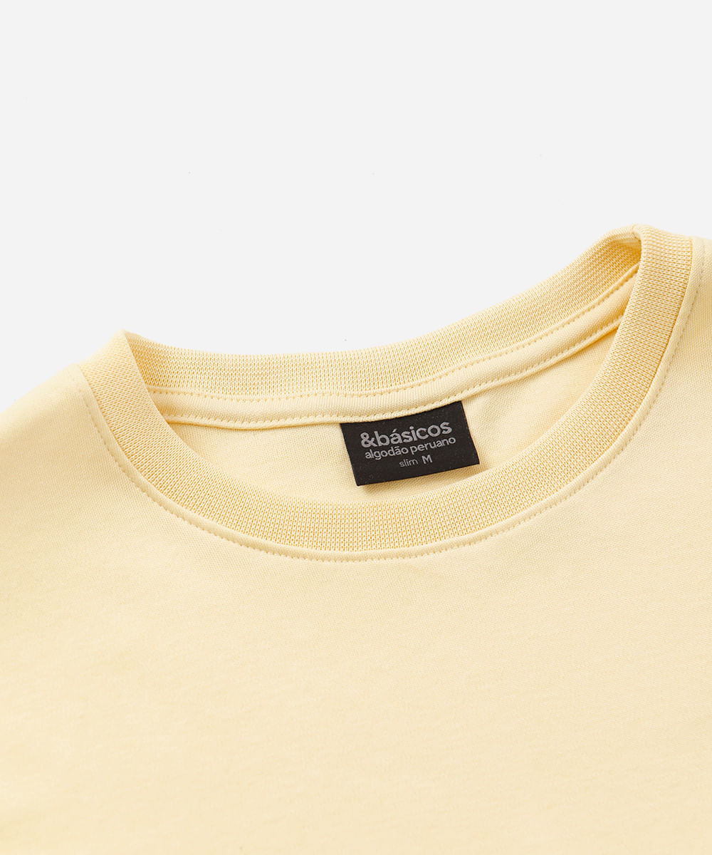camiseta masculina de algodão peruano slim fit amarela