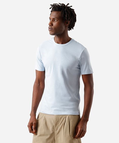 camiseta masculina de algodão básica manga curta azul
