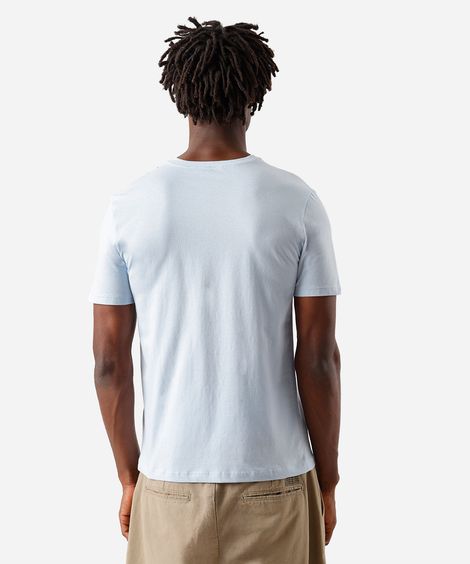 camiseta masculina de algodão básica manga curta azul