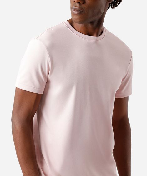 camiseta masculina de algodão peruano slim fit rosa