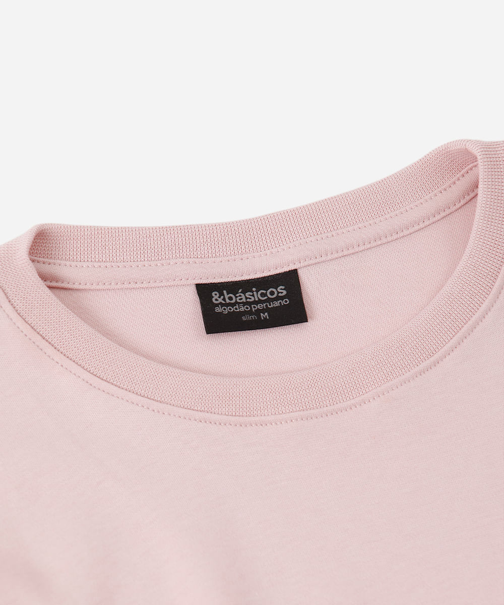 camiseta masculina de algodão peruano slim fit rosa