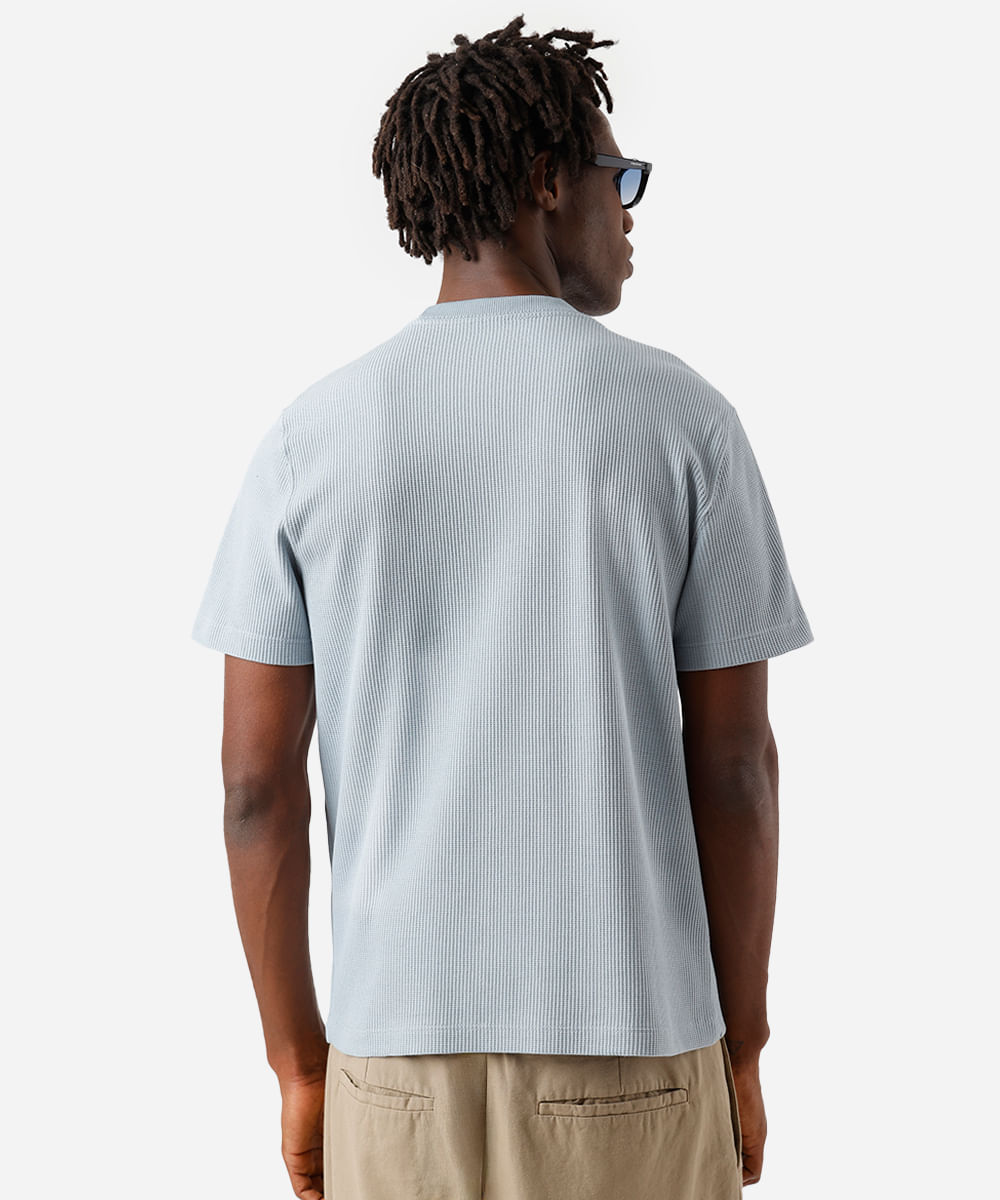 camiseta masculina manga curta texturizada azul