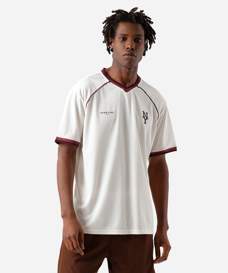camiseta masculina futebol esportiva estampada off white