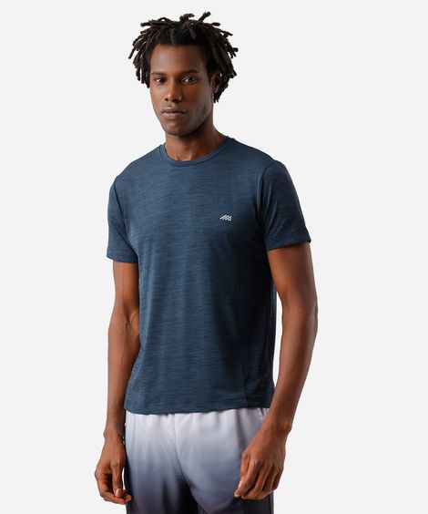 camiseta slim masculina de poliamida com recortes  azul