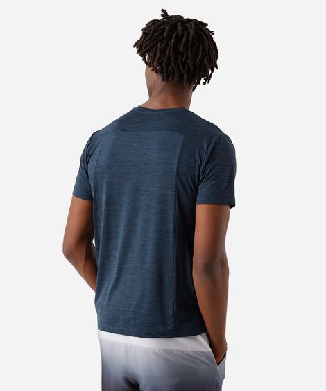camiseta slim masculina de poliamida com recortes  azul